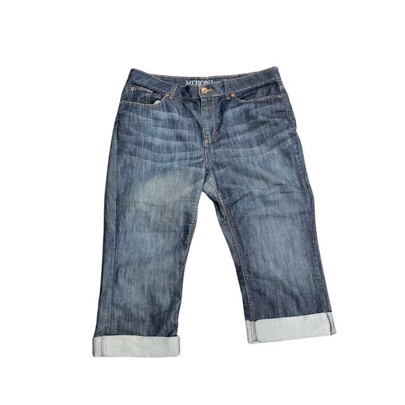 Merona Denim - Merona Jeans Women Mid Rise Cuffed Crop Capri Denim Size 16 Blue Wash
